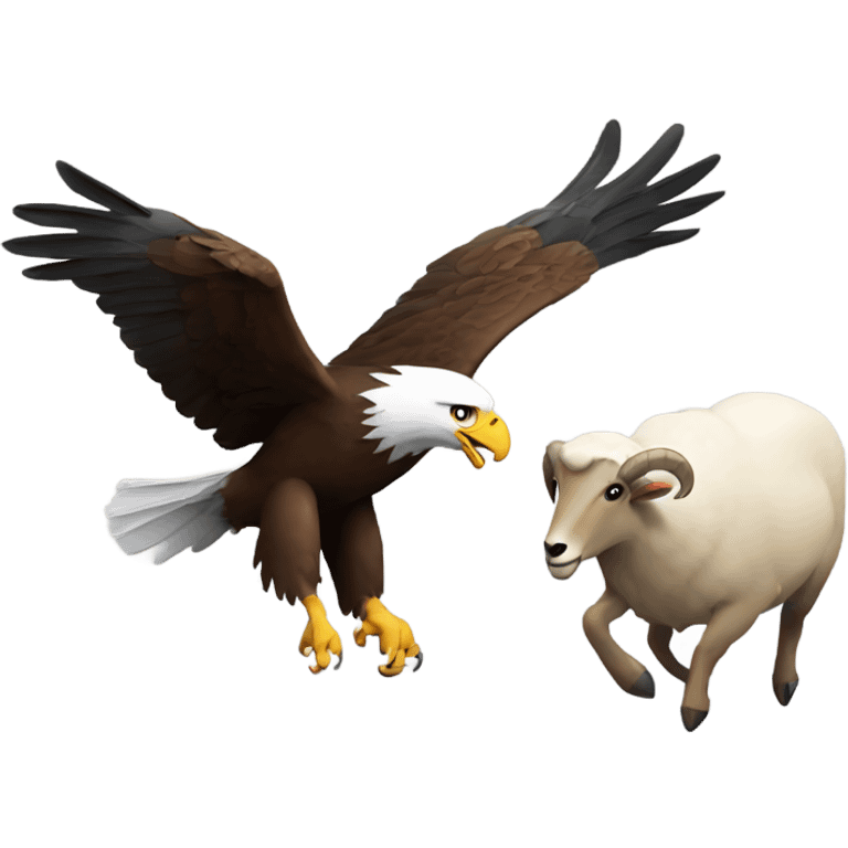 Eagle chasing a sad ram emoji