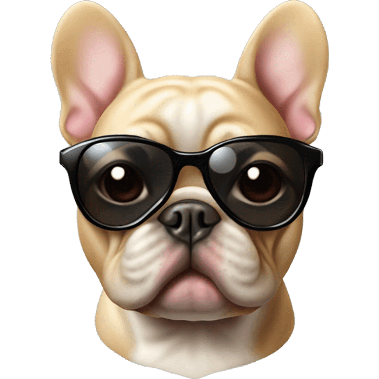 French bouledogue with sunglassed emoji