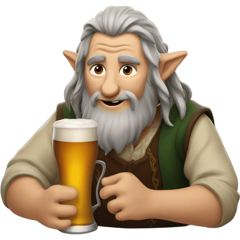 Hobbit drinking beer emoji