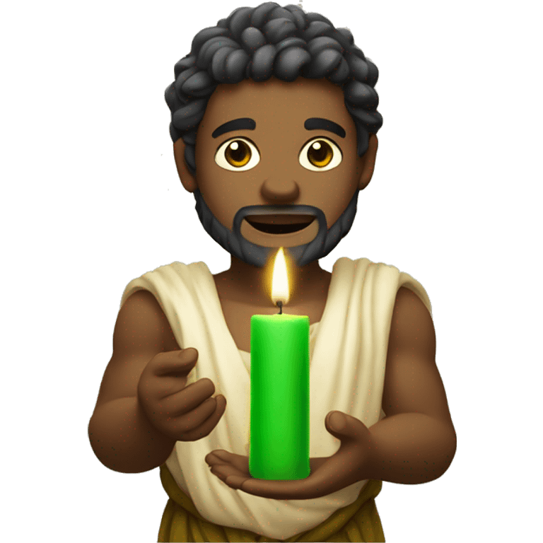 god holding green candle emoji