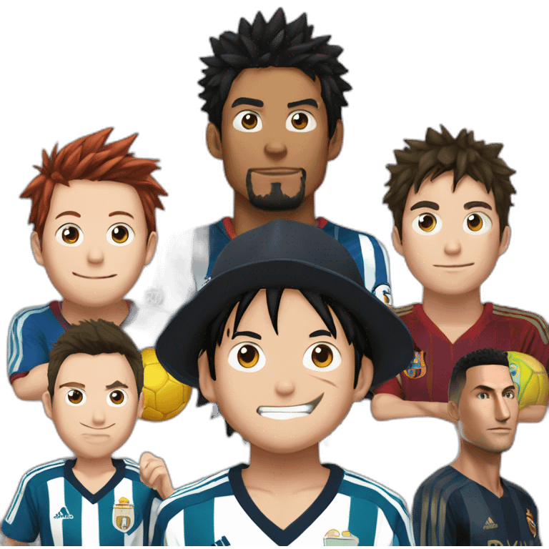 luffy check ronaldo and messi emoji