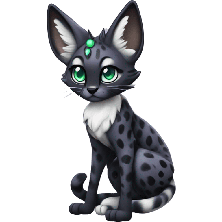 Kawaii Cute Edgy Black Purple White ethereal eldritch Serval-Fionbri-Vernid full body emoji