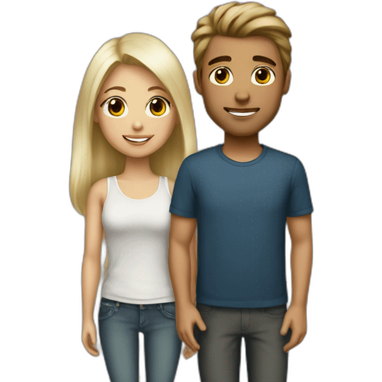 bleached hair girl with brown hair man emoji