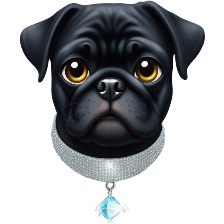 Black pug with rhinestone collar  emoji