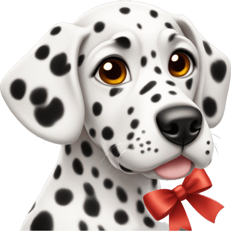 Dalmatian puppy with red bow emoji