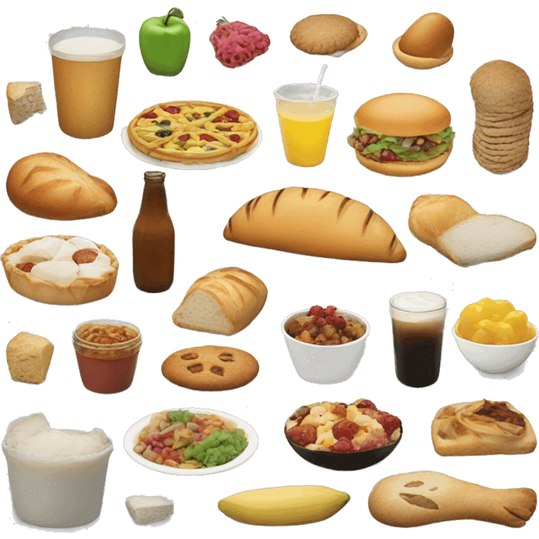 Different kinds of food all together emoji