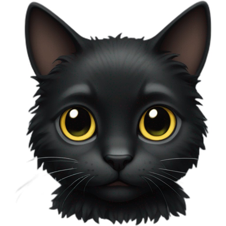 Fluffy black cat full body emoji