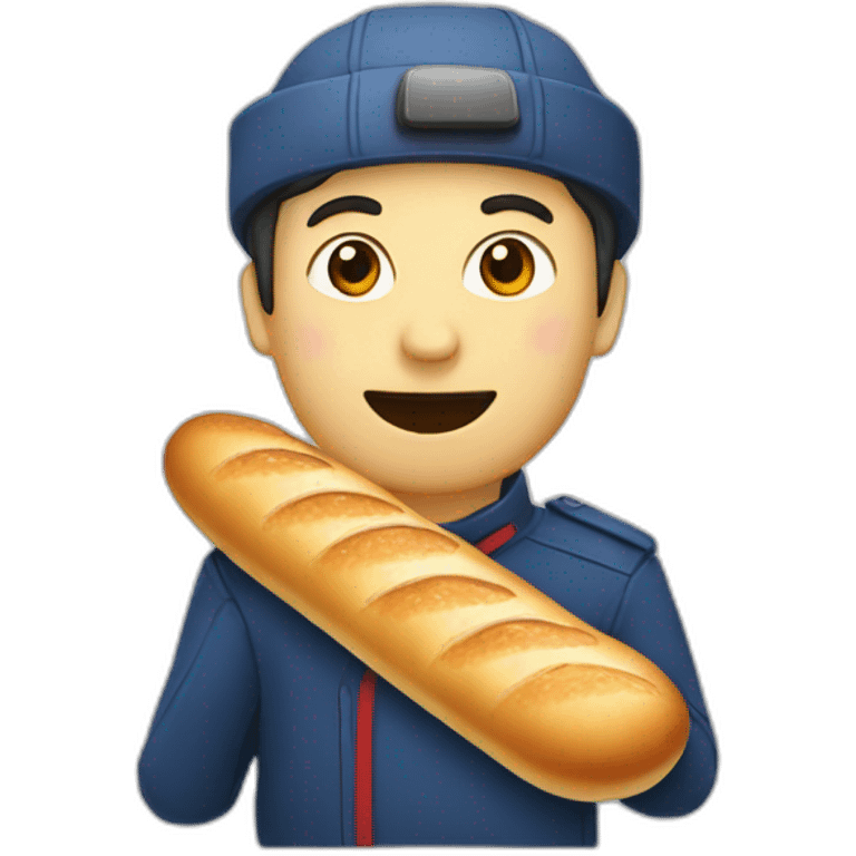 Français avec une baguette de pain emoji