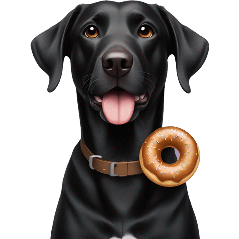 Black lab with donut in mouth emoji