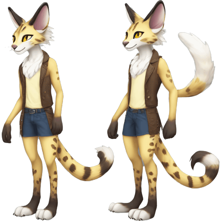 Anthro Epic Beautiful Handsome Pretty Colorful Sergal-Serval-Vernid full body emoji