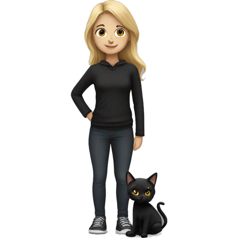 Short person with a black cat emoji