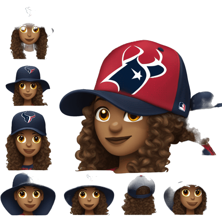 HOUSTON TEXANS hat woman with long curly hair  emoji