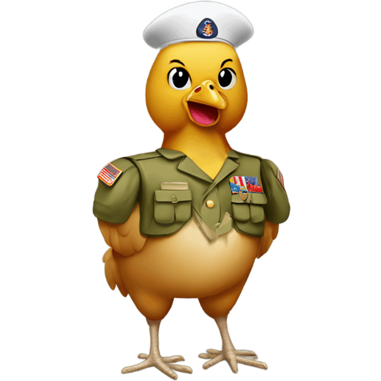 Chicken serving in the military emoji