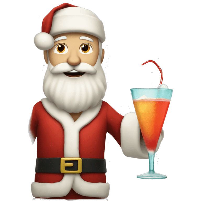 Caucasian Santa holding a cocktail  emoji