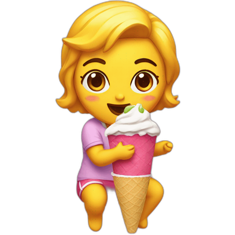 chica comiendo helado  emoji