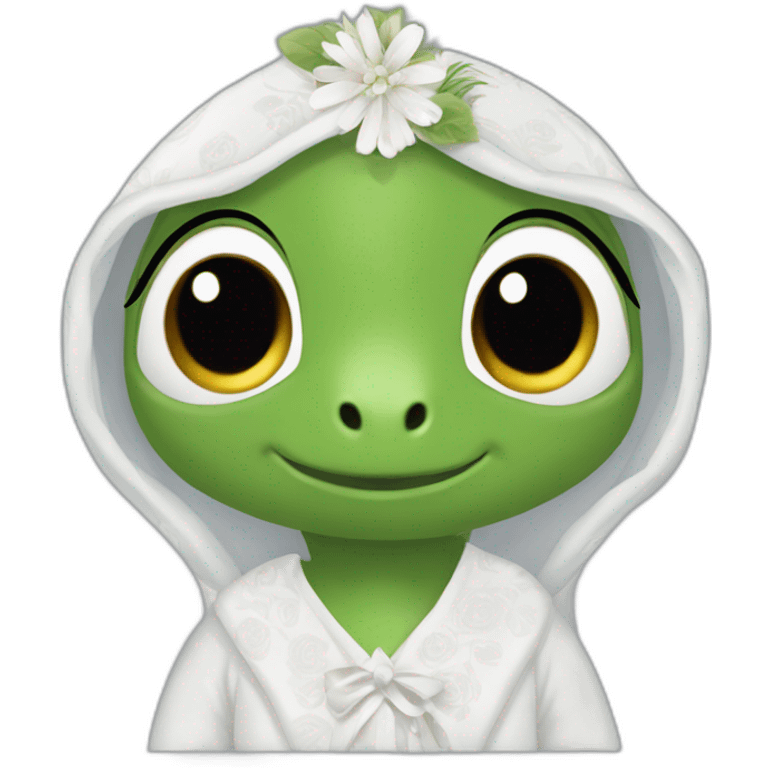 Tortue avec in robe de mariée emoji