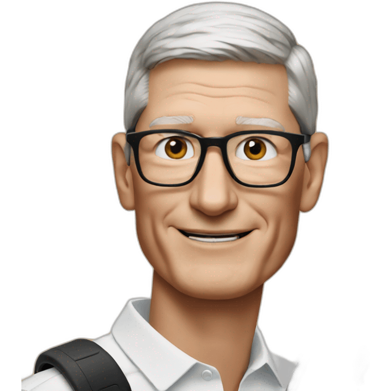 Tim Cook with AirPods, iPhone, Apple Watch  emoji