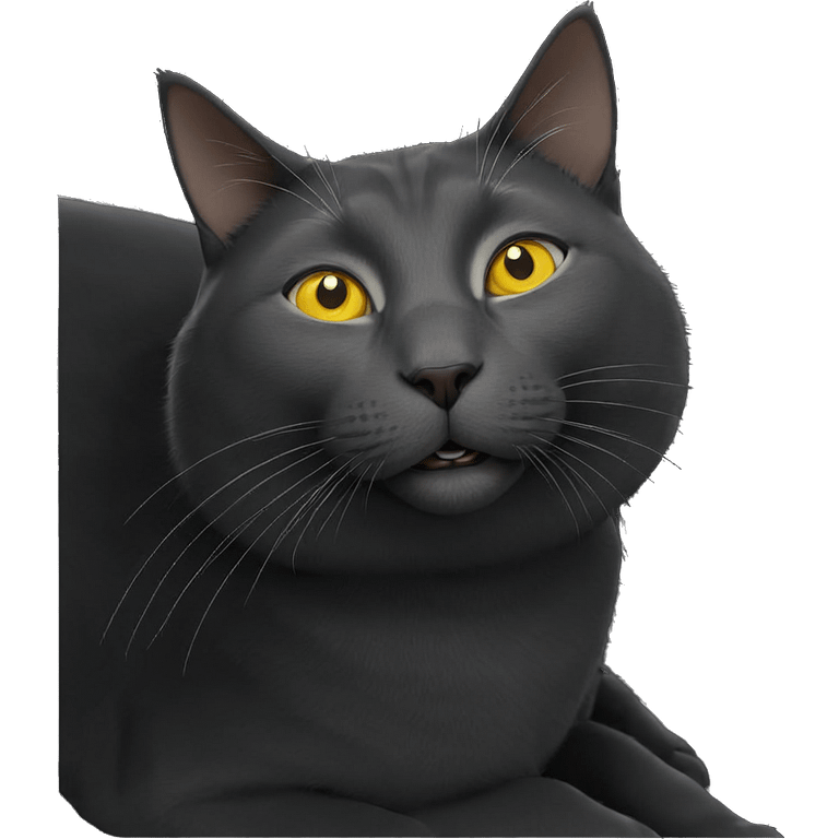 grey cat with yellow eyes emoji