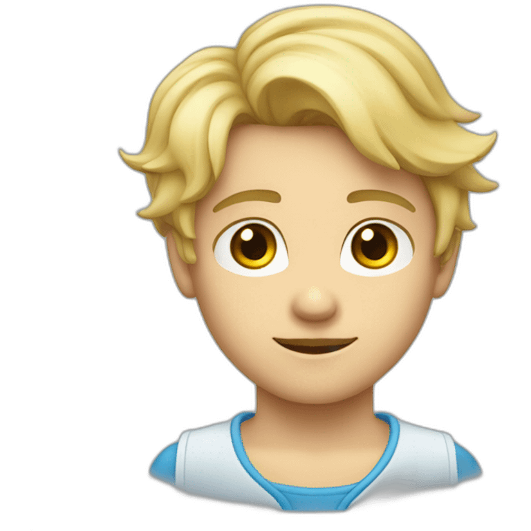 Garçon blond yeux bleu style fantaisie emoji