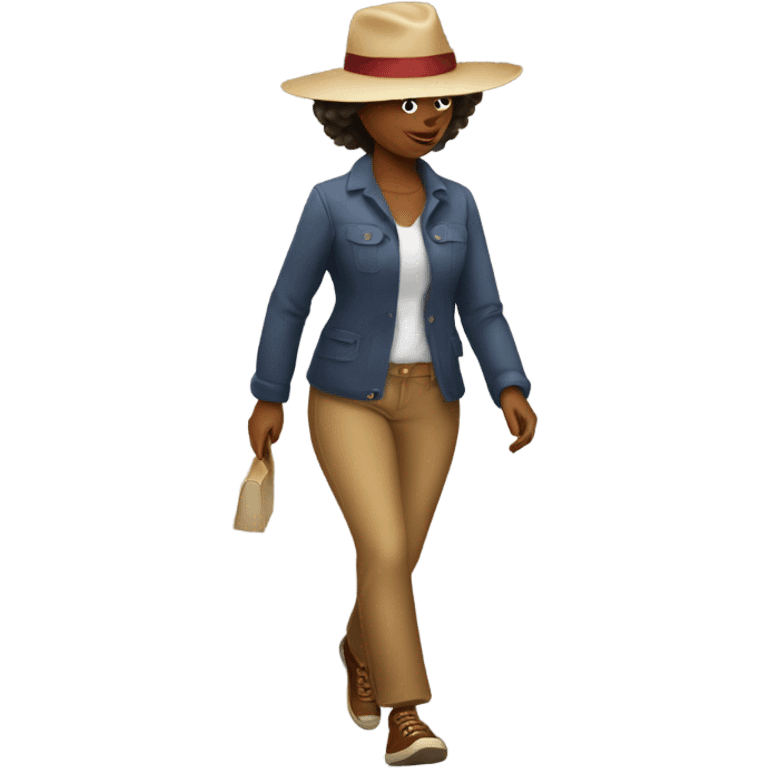 Woman with hat walking  emoji