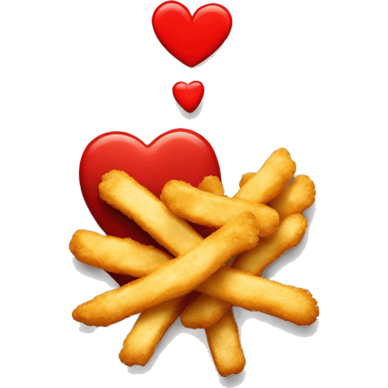 Chicken nuggets and fries with a heart  emoji