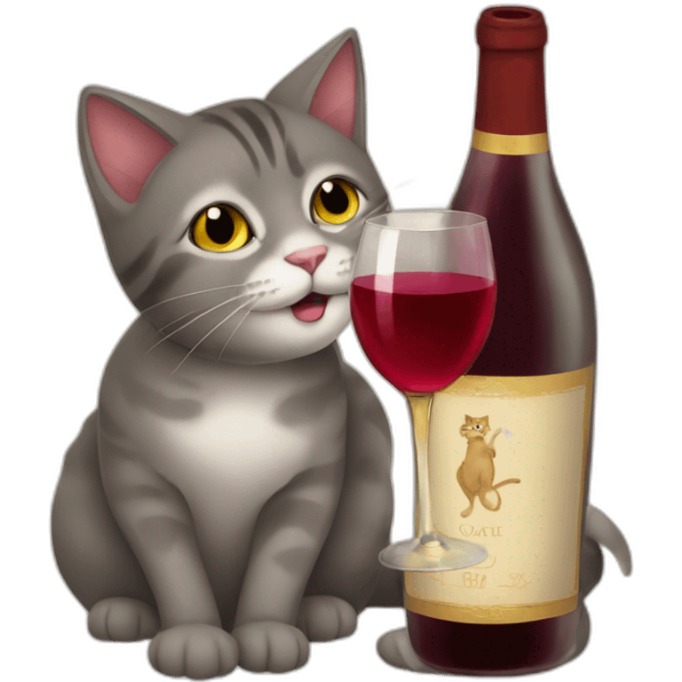 cat drinking wine emoji