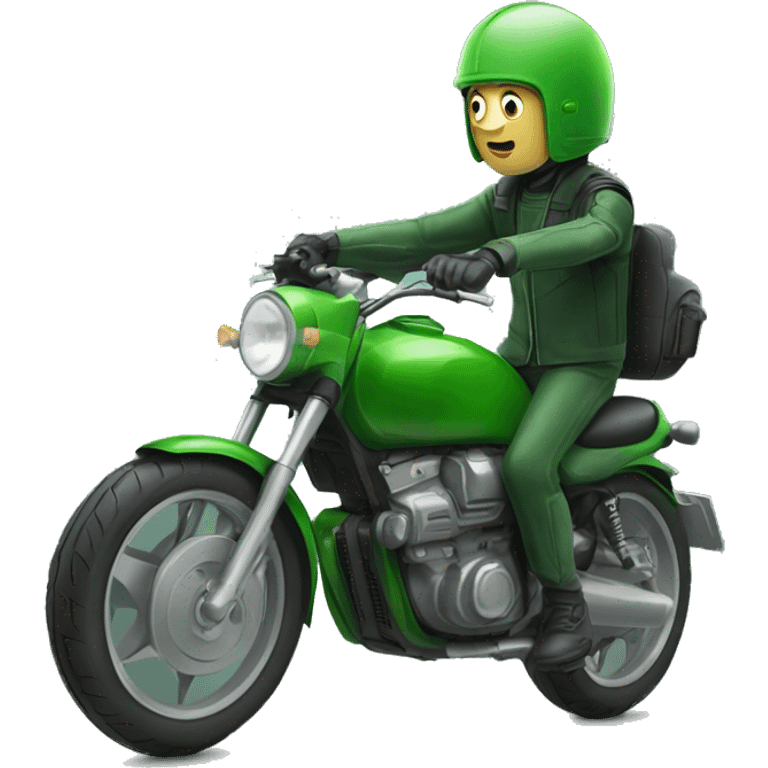 green motorbike and a man green helmet emoji