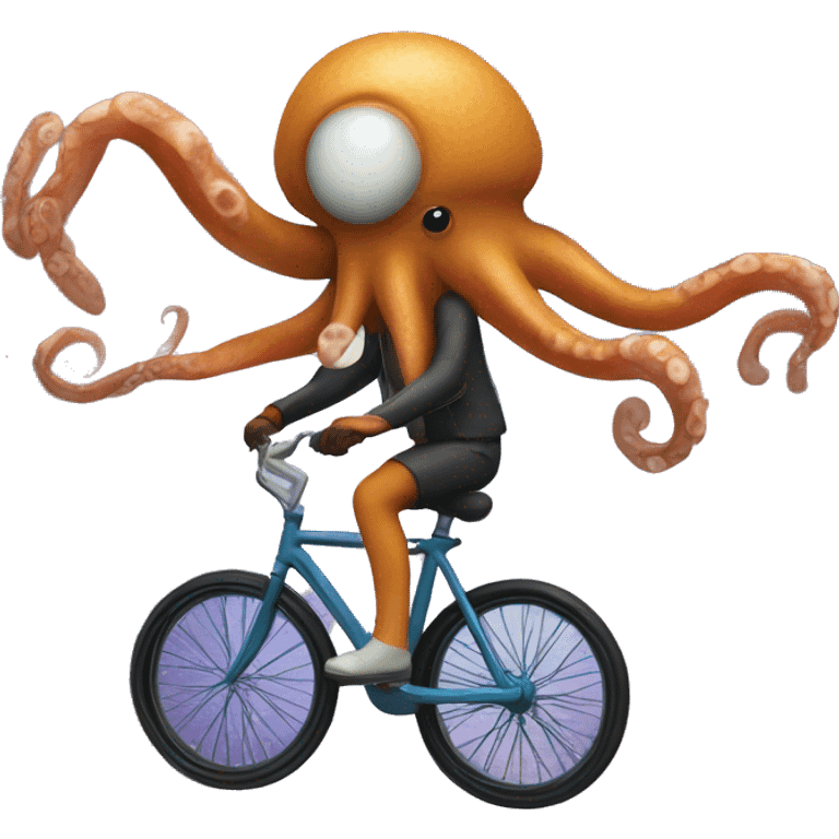 Squid riding a bike in space emoji