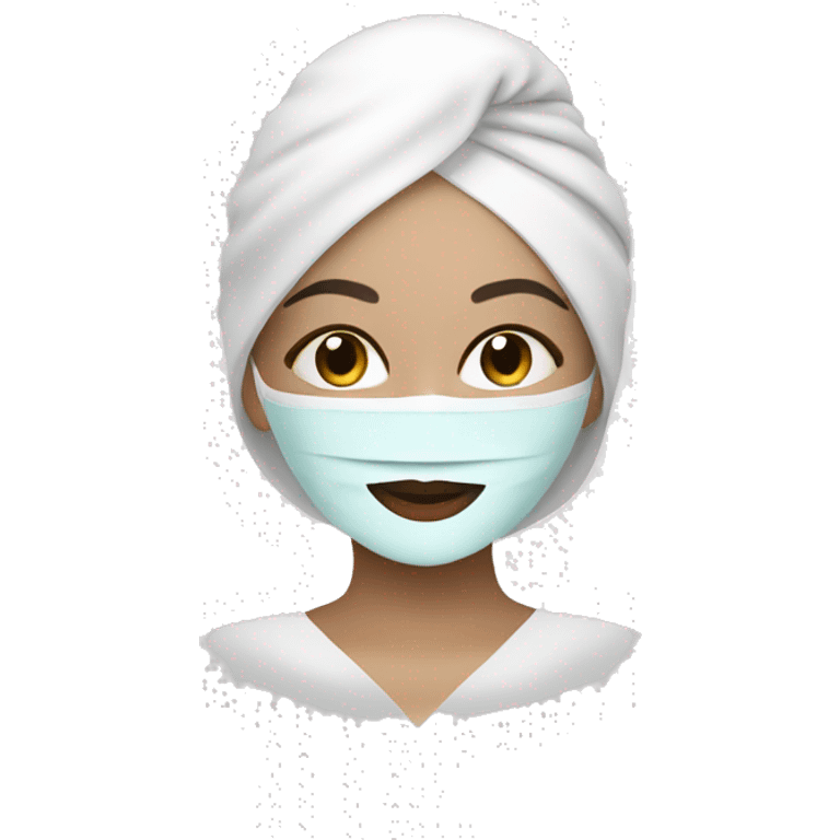 Lady with face mask spa beauty full face relaxing emoji