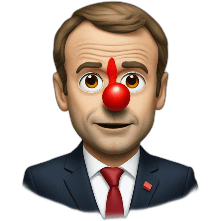 president macron with red nose emoji