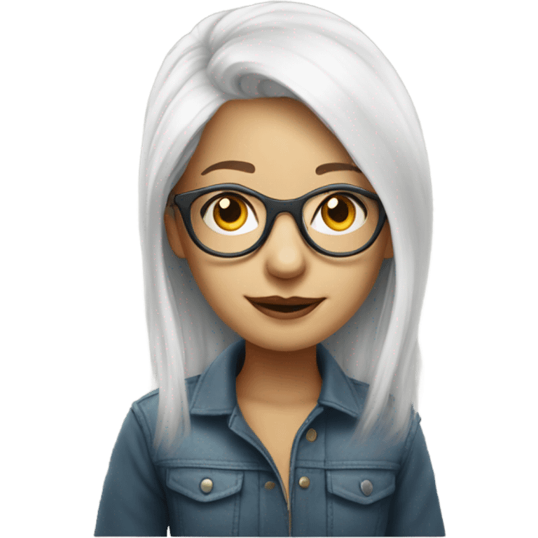 white haired girl with glasses portrait emoji