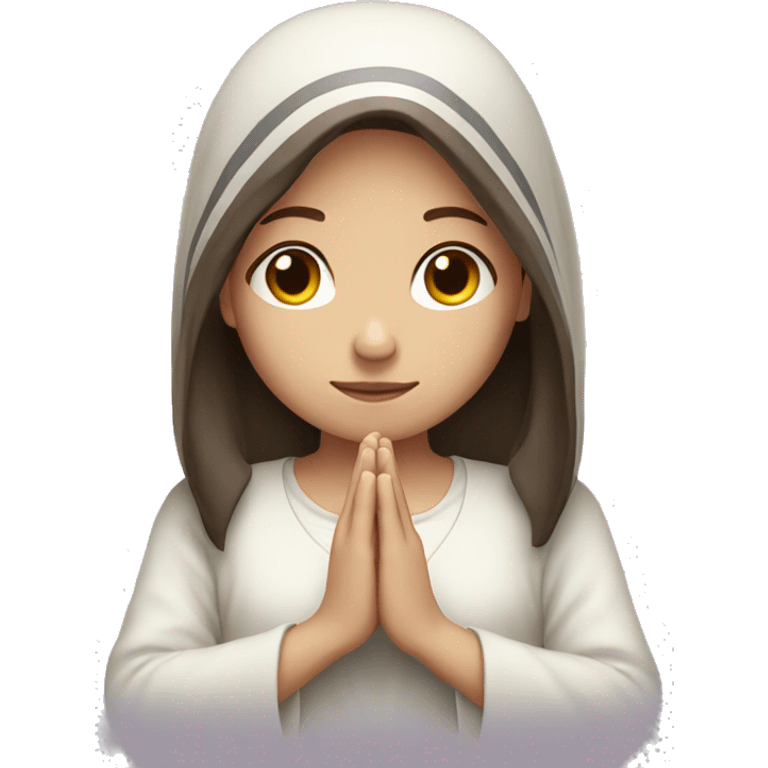 Pale brunette girl praying emoji