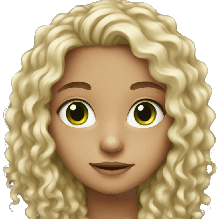 girl long curly hair green eyes emoji