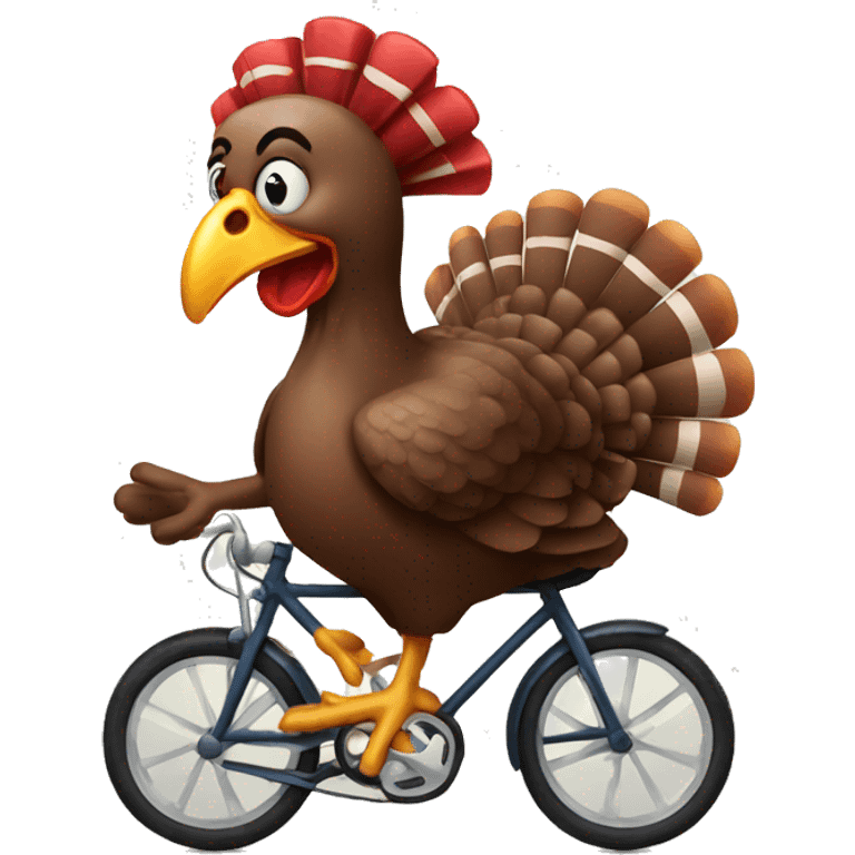 A turkey riding a bike emoji