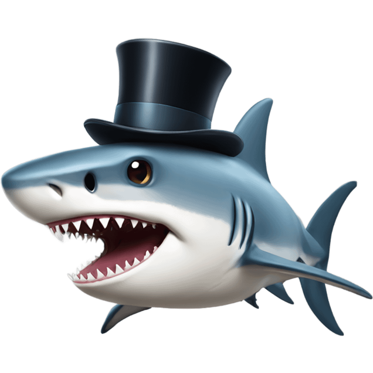 Shark with a top hat emoji