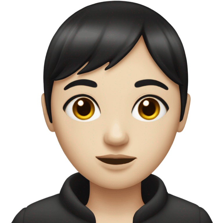 make a very pale women, with a black hair and a fringe emoji