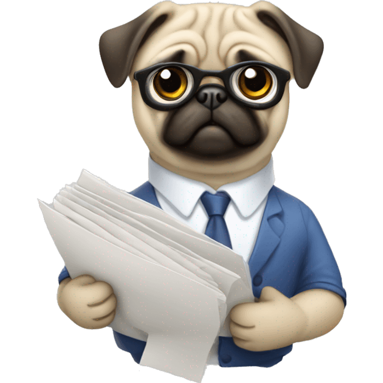 a pug holding a folder with documents emoji