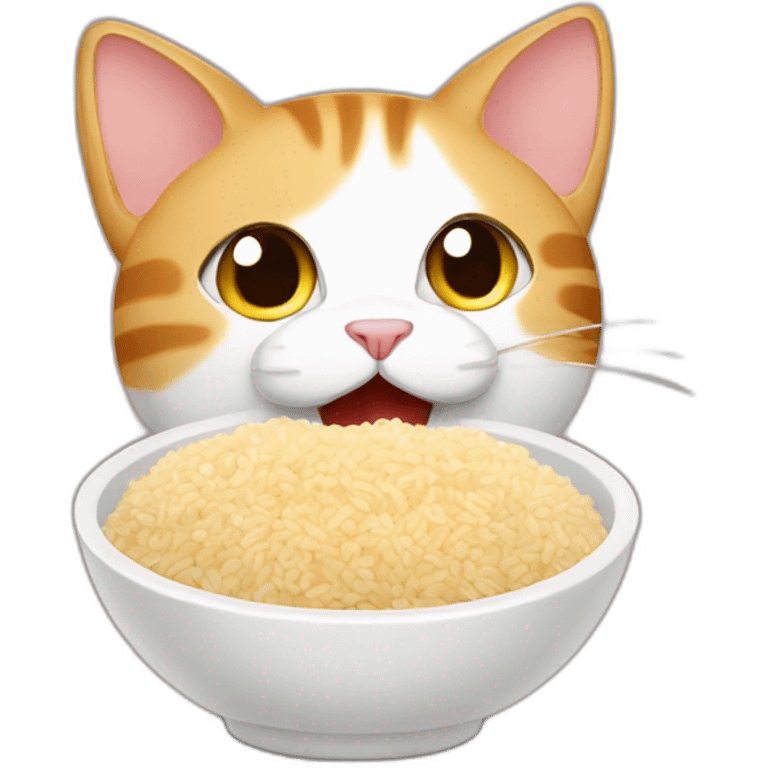 Cat eating rice emoji