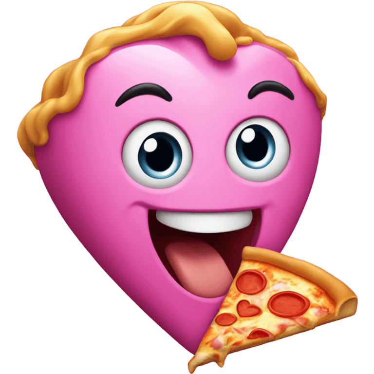 Pink heart eating pizza  emoji