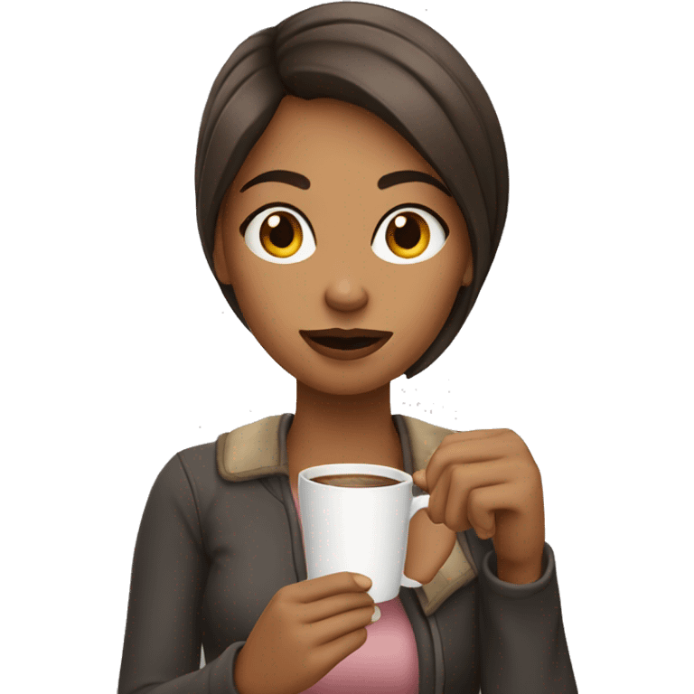 A girl drinking a cofee emoji