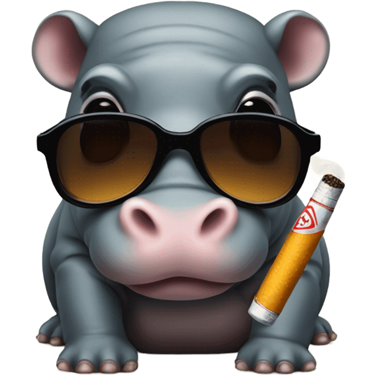 Pygmy hippo with cig and shades emoji