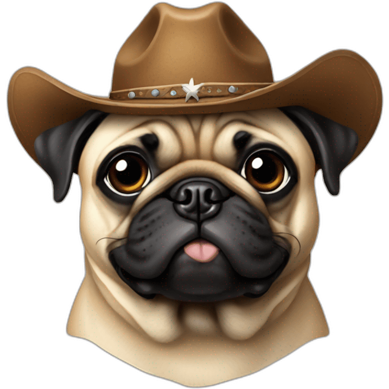 Pug with cowboy hat emoji