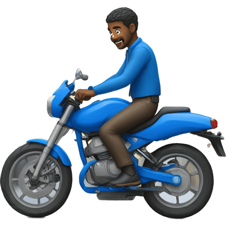 Man riding a blue street bike emoji