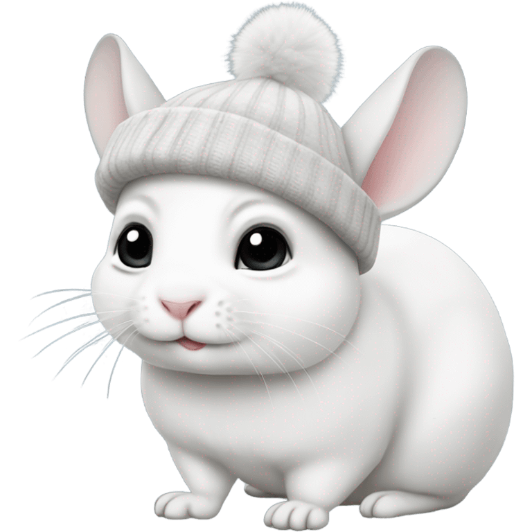 White chinchilla with beanie emoji