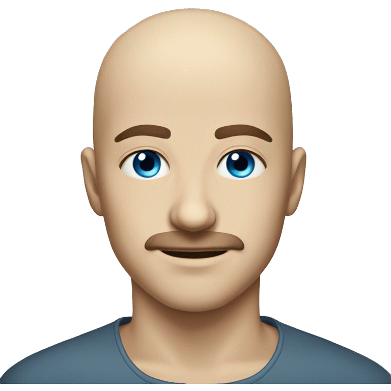 Young guy from poland with Blue eyes, a bald and a mustach emoji