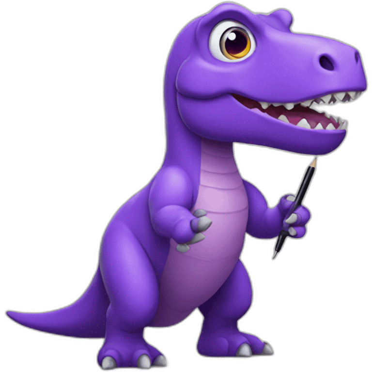 purple dinosaur with a stylus in his hands emoji