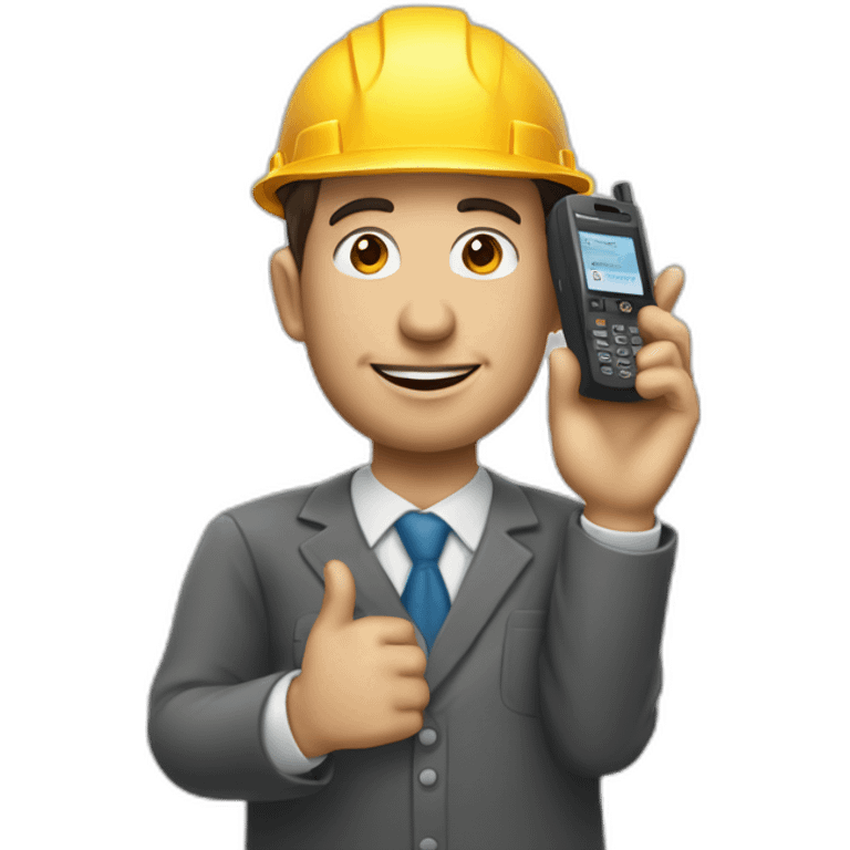 Trabajador con telefono motorola con numeros en la mano emoji