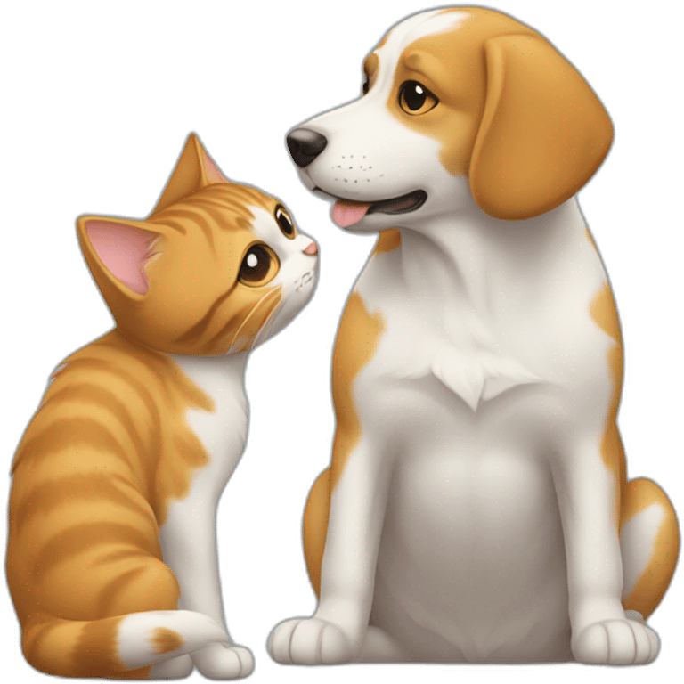 Dog and cat kissing emoji