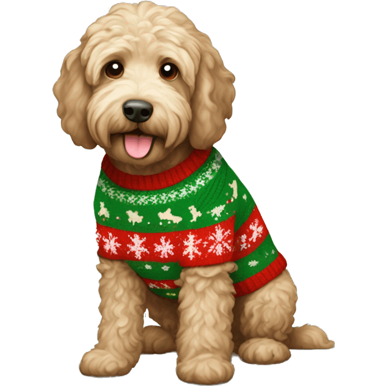 Labradoodle in christmas Sweater emoji