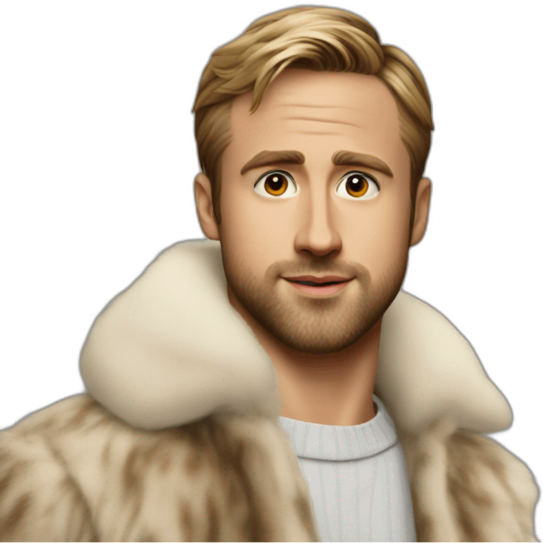 Ryan Gosling Ken in a fur coat emoji